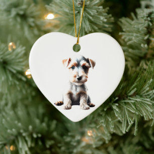 Personalised Wire Fox Terrier Puppy Ceramic Tree Decoration