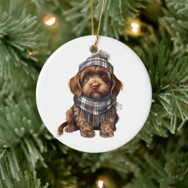 Personalised Wirehaired Pointing Griffon Dog Ceramic Tree Decoration (Tree)