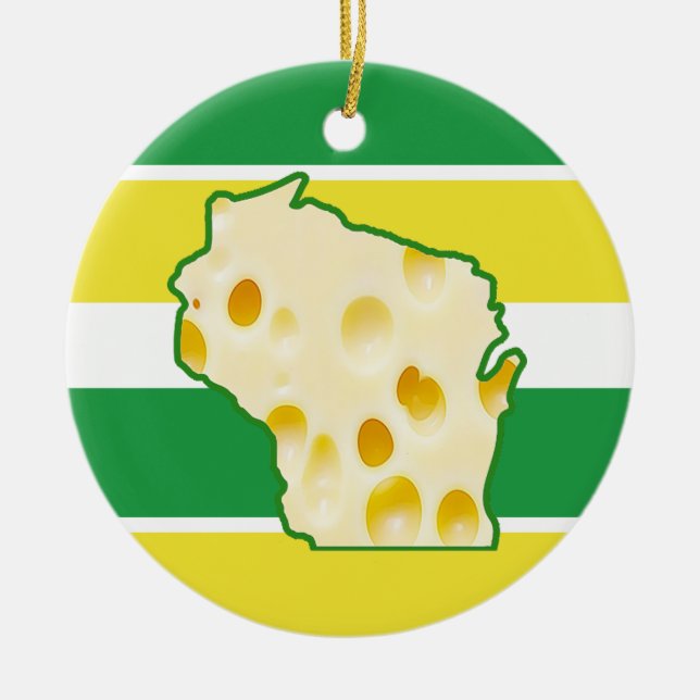 Personalised Wisconsin Cheese Head Funny Christmas Ceramic Tree Decoration (Front)