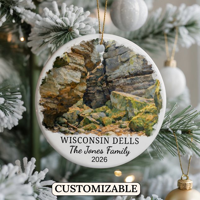 Personalised Wisconsin Dells Ornament, Wisconsin Ceramic Tree Decoration (Creator Uploaded)