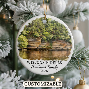 Personalised Wisconsin Dells Ornament, Wisconsin Ceramic Tree Decoration