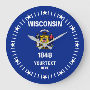 Personalised Wisconsin State Flag Design on a Large Clock