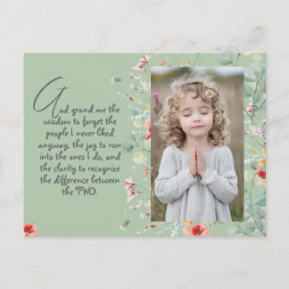 Personalised Wisdom Prayer with Photo, Name. .   Postcard