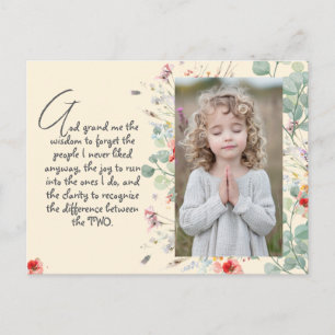 Personalised Wisdom Prayer with Photo, Name. .   Postcard