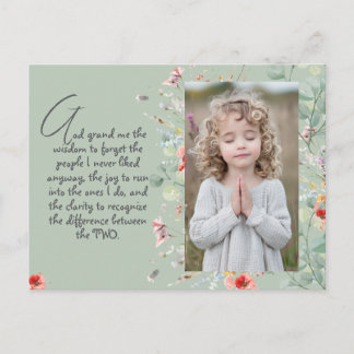 Personalised Wisdom Prayer with Photo, Name. .   Postcard