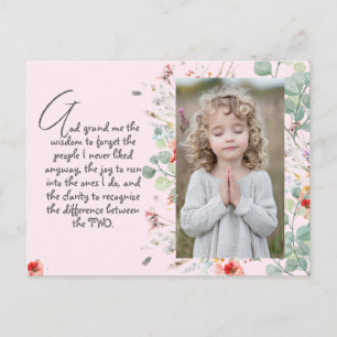 Personalised Wisdom Prayer with Photo, Name. .   Postcard