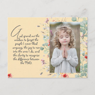 Personalised Wisdom Prayer with Photo, Name. . Postcard