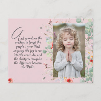 Personalised Wisdom Prayer with Photo, Name. .   Postcard