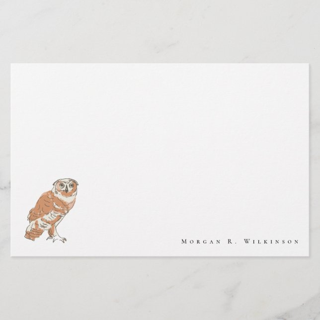 Personalised Wise Owl Illustration Stationery Set  (Front)