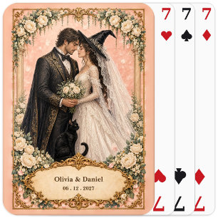 Personalised Witch Bride and Groom Wedding Favour Playing Cards