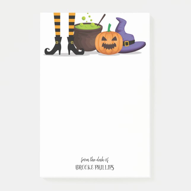 Personalised Witch Cauldron Halloween Post-it Notes (Front)