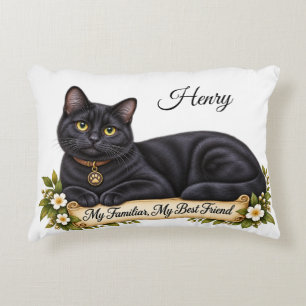 Personalised Witch Familiar Black Cat  Decorative Cushion