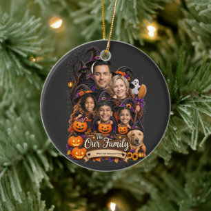 Personalised Witch Hat Halloween Family Custom F Ceramic Tree Decoration