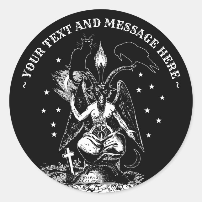 Personalised Witchcraft Baphomet Gothic Classic Round Sticker (Front)