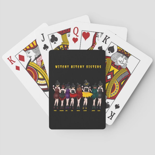 Personalised Witchy Bitchy Sisters  Playing Cards (Back)