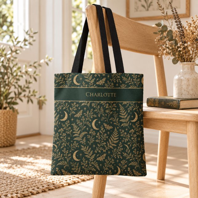 Personalised Witchy Botanical Pattern Tote Bag (Personalized Witchy Botanical Pattern Tote Bag)