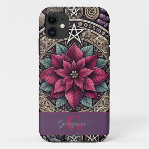 Personalised Witchy Poinsettia Pentagram Mandala Case-Mate iPhone Case
