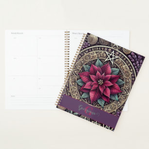 Personalised Witchy Poinsettia Pentagram Mandala Planner