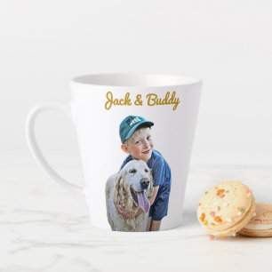 Personalised With Dog Photo And Owner Picture On Latte Mug