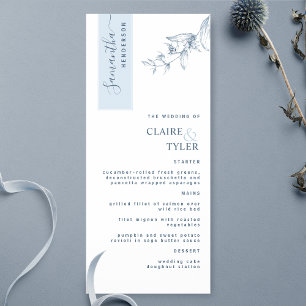 Personalised with Guest Name, Dusty Blue Wedding Menu
