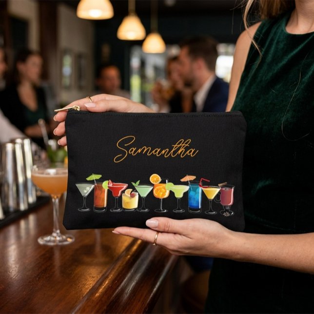 Personalised with Hand-Drawn Colourful Cocktails Accessory Pouch (Creator Uploaded)