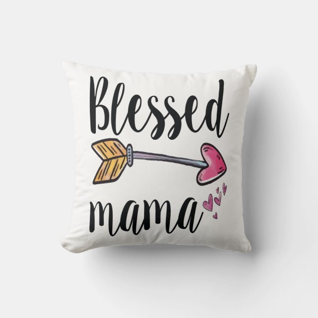 Personalised with Kids Names Blessed Mama Cushion (Front)