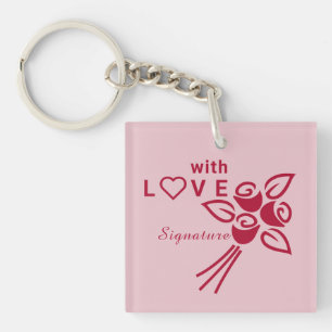 Personalised "With L❤️VE" Red Roses Key Ring