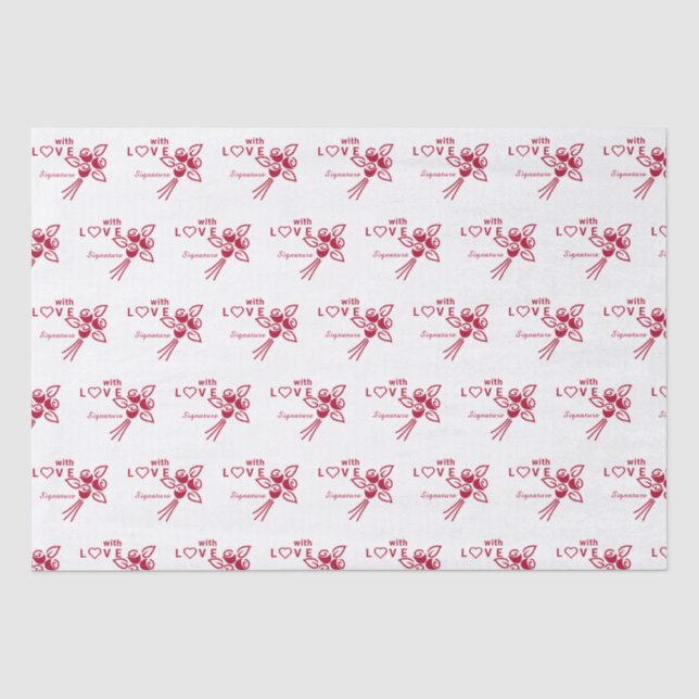 Personalised "With L❤️VE" Red Roses Tissue Paper (Front)