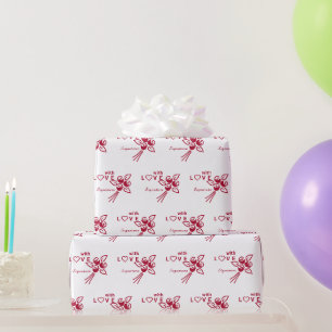 Personalised "With L❤️VE" Red Roses Wrapping Paper