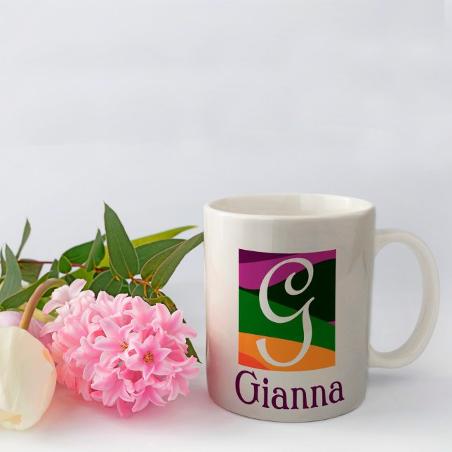 Personalised with Monogram on Geometric Background Coffee Mug (Creator Uploaded)