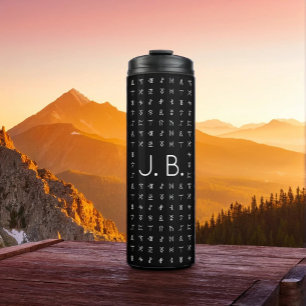 Personalised with Monogram & Runic Symbols Thermal Tumbler