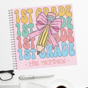 Personalised With Name 1st Grade Teacher Custom Notebook
