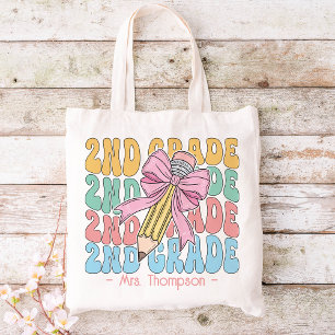 Personalised With Name 2nd Grade Teacher Custom Tote Bag