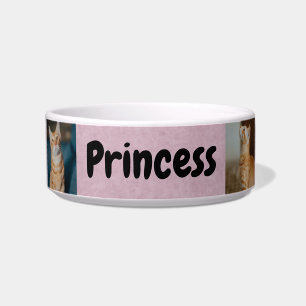 Personalised with Name and Photos   Pink Cat  Bowl