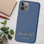 Personalised With Name Blue Gold Modern Monogram Case-Mate iPhone Case<br><div class="desc">Introducing the Personalised With Name Navy Blue Gold Modern Monogram Phone Case – a bespoke accessory that seamlessly blends individual style with optimal phone protection. This monogram phone case features a custom name and monogram crafted in a sophisticated handwritten cursive script, delivering a unique and signature touch. Compatible with both...</div>