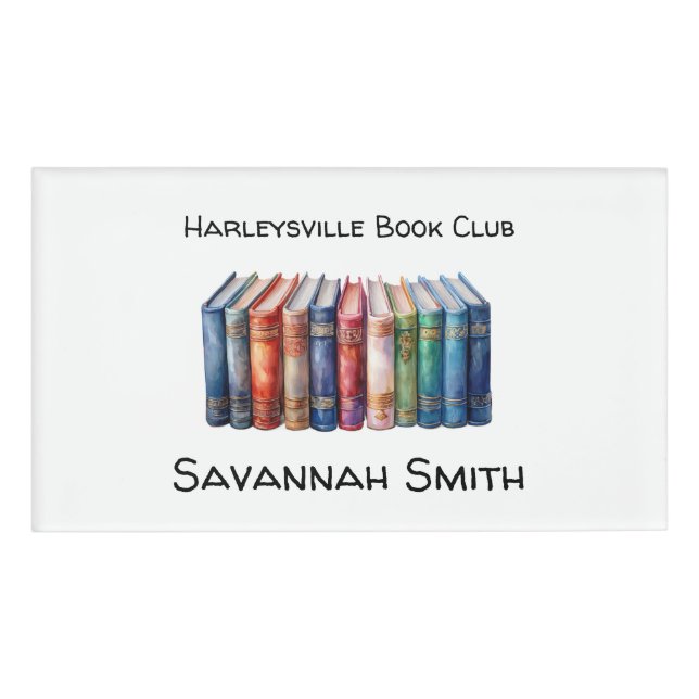 Personalised with Name Book Club with Books Tag (Front)