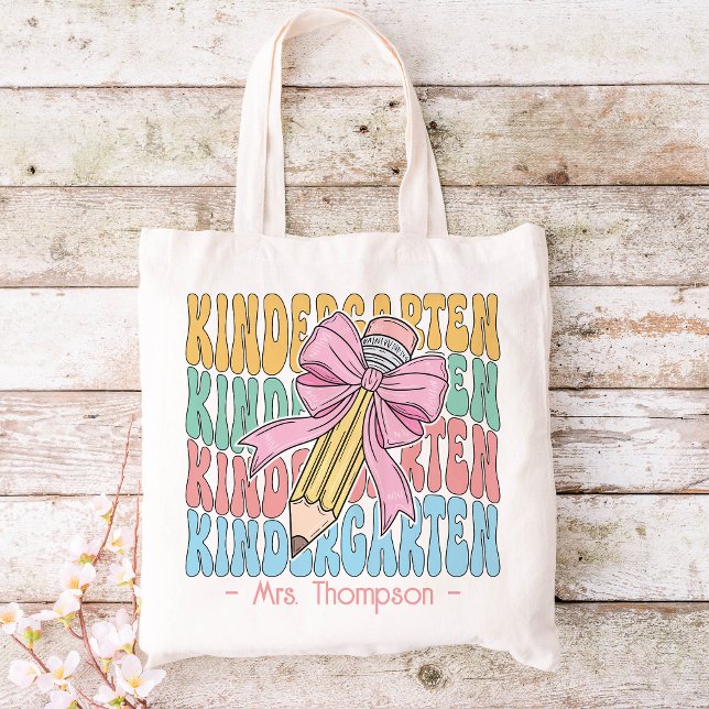 Personalised With Name Kindergarten Teacher Custom Tote Bag (Creator Uploaded)