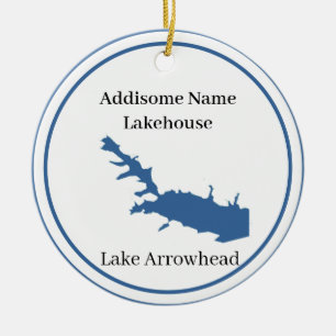 Personalised with name Lake Arrowhead Map   Ceramic Tree Decoration