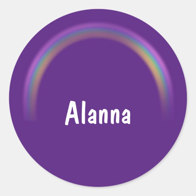 Personalised with Name Purple Rainbows Classic Round Sticker (Front)