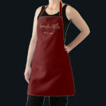 Personalised With Name Red Gold Modern Monogram Apron<br><div class="desc">Introducing our Professional Dark Red Gold Modern Custom Minimal Apron – the perfect blend of elegance and functionality, making it an ideal gift for any occasion, especially for the wonderful women in your life. This personalised apron is adorned with an elegant script typography and a modern minimalist script monogram, creating...</div>