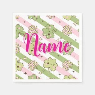 Personalised with name shamrock pattern napkin