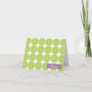Personalised with Name Spring Green Circles Note Card