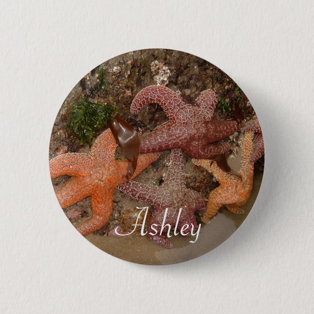 Personalised with Name: Starfish/Sea Star Photo 4 6 Cm Round Badge (Front)