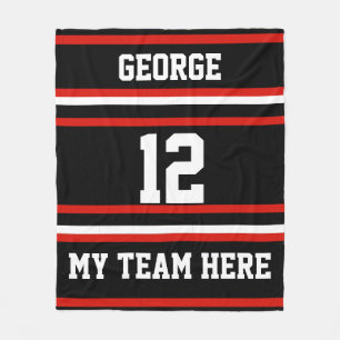 Personalised with name,#, team, sports fan Team Fleece Blanket