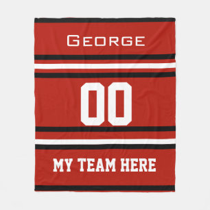 Personalised with name,#, team, sports fan Team Fleece Blanket