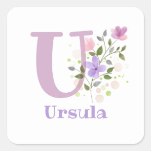 Personalised with Name Ursula and First Initial. Square Sticker