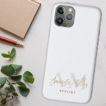 Personalised With Name White Gold Modern Monogram Case-Mate iPhone Case<br><div class="desc">Introducing the Personalised With Name White Gold Modern Monogram iPhone Case – a sleek and stylish accessory that combines personalisation with premium phone protection. This monogram phone case features a custom name and monogram in elegant handwritten cursive script, creating a signature look. Designed for both iPhone and Samsung Galaxy users,...</div>