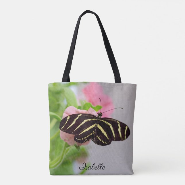 Personalised with Name Zebra Longwing Butterfly Tote Bag (Back)