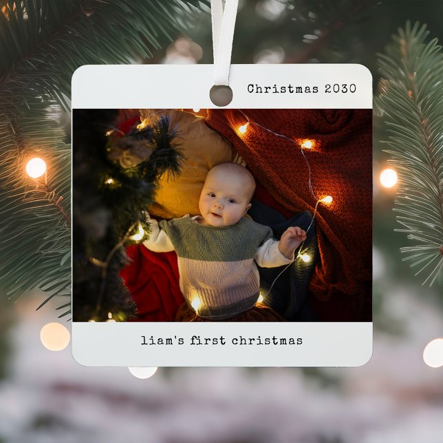 Personalised With Photo Baby's First Christmas Metal Tree Decoration (Creator Uploaded)