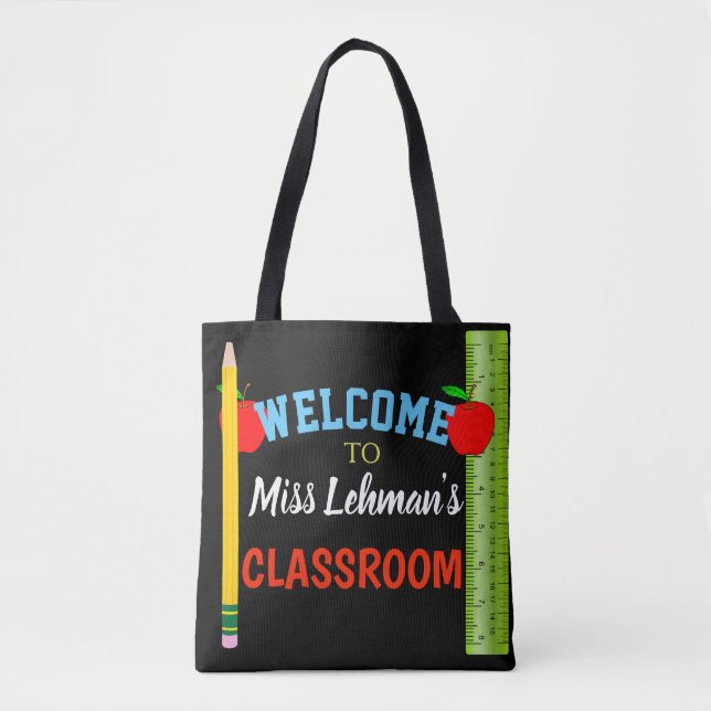 Personalised With Teachers Name Classroom Tote Bag (Front)